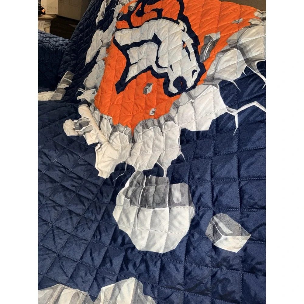 NFL Denver Broncos Sofa Furniture Throw Cover 75x110 Quilted Polyester Pegasus